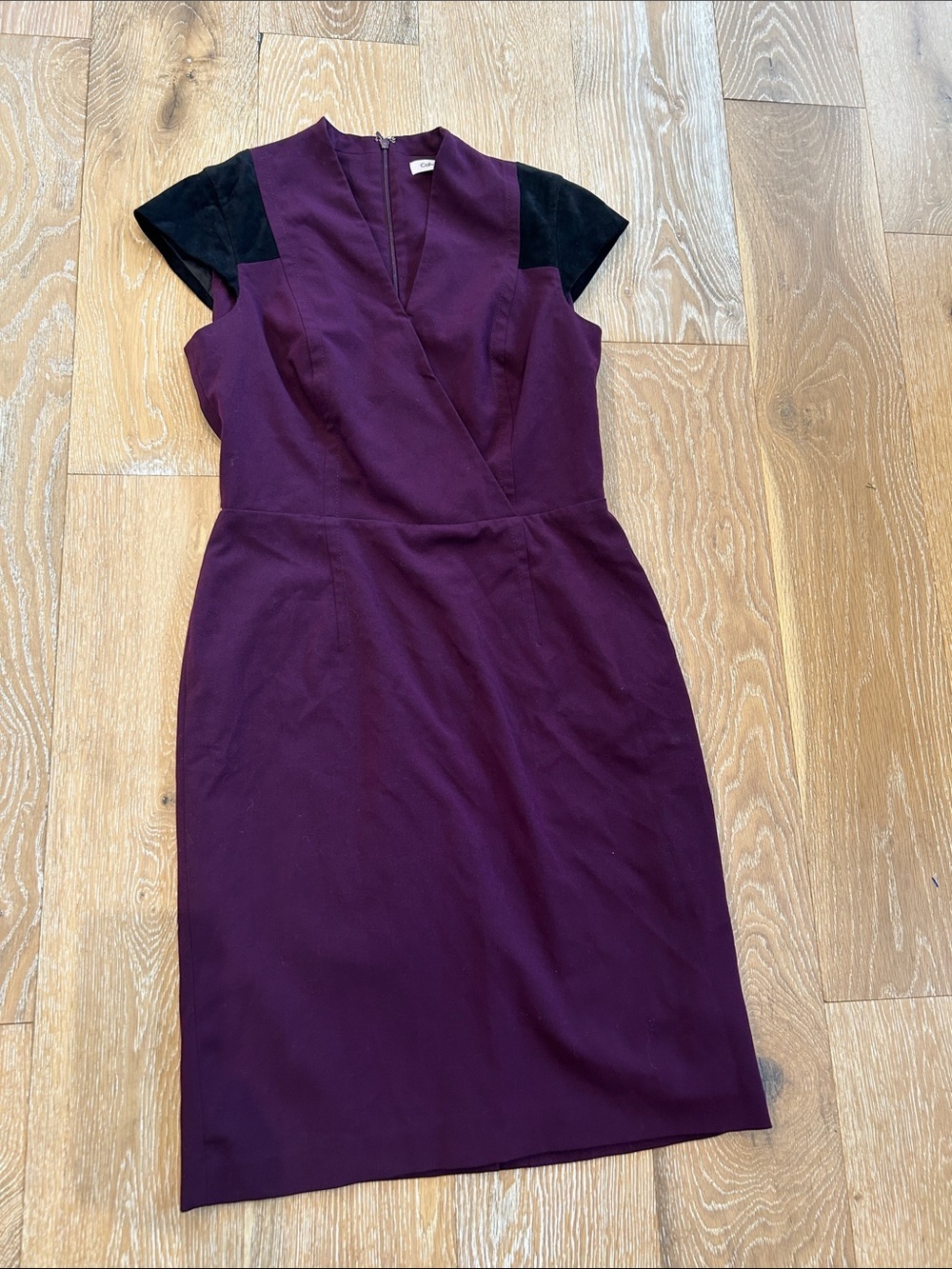 Calvin Klein Sheath Dress Suede Shoulders Size 6